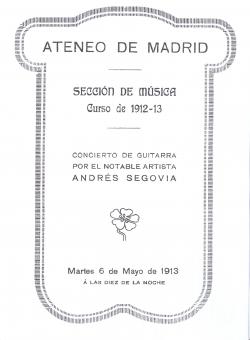 Programa del Concierto de Andrés Segovia