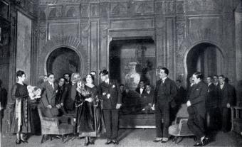 Decorados de la obra El Pueblo dormido representada en el Teatro Español en 1917